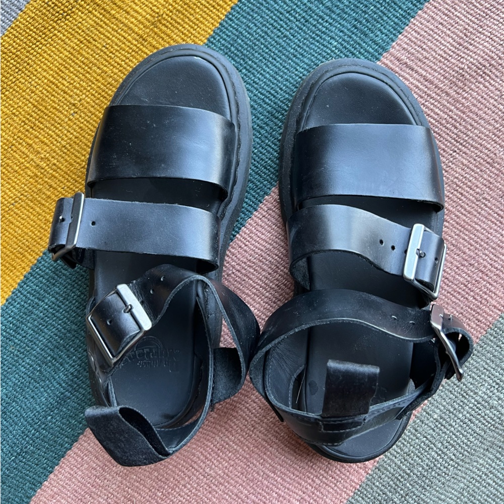 Dr. Martens Black GRYPHON BRANDO LEATHER GLADIATOR SANDALS